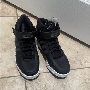 Adidas Men's Black and White High-Top Sneakers